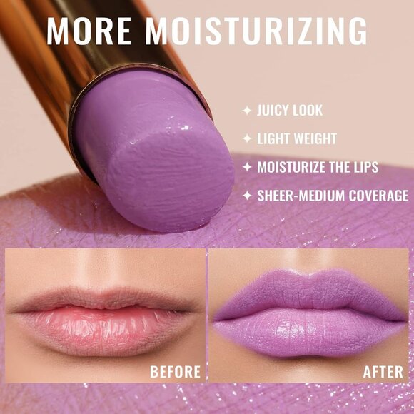 🆕 Moisture Shine Light Lavender Lipstick Juicy Look Glossy Finish Vegan Dry Lip - Picture 5 of 10